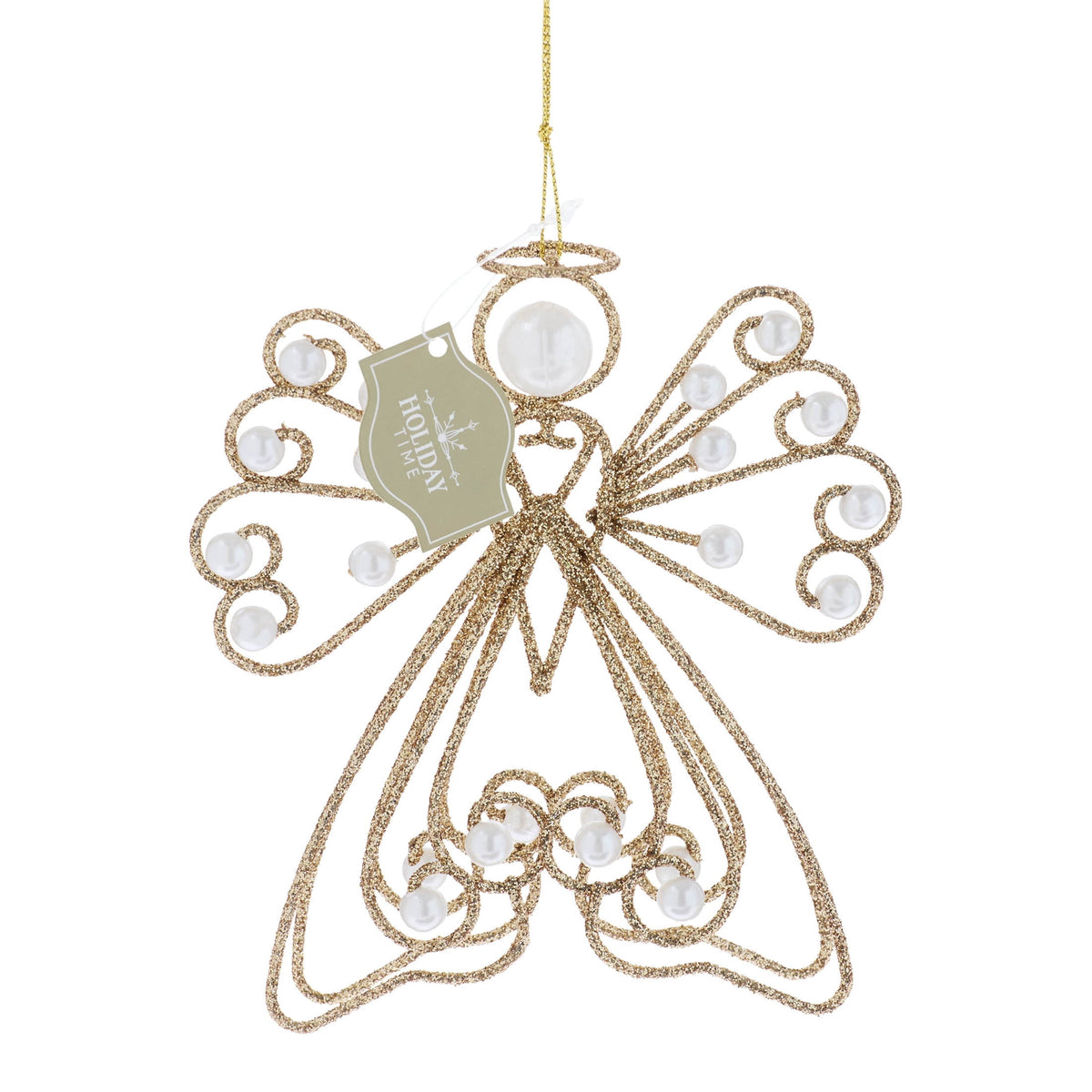 Gold and Pearl Glitter Wire Angel Christmas Ornament, 5", by Holiday Time