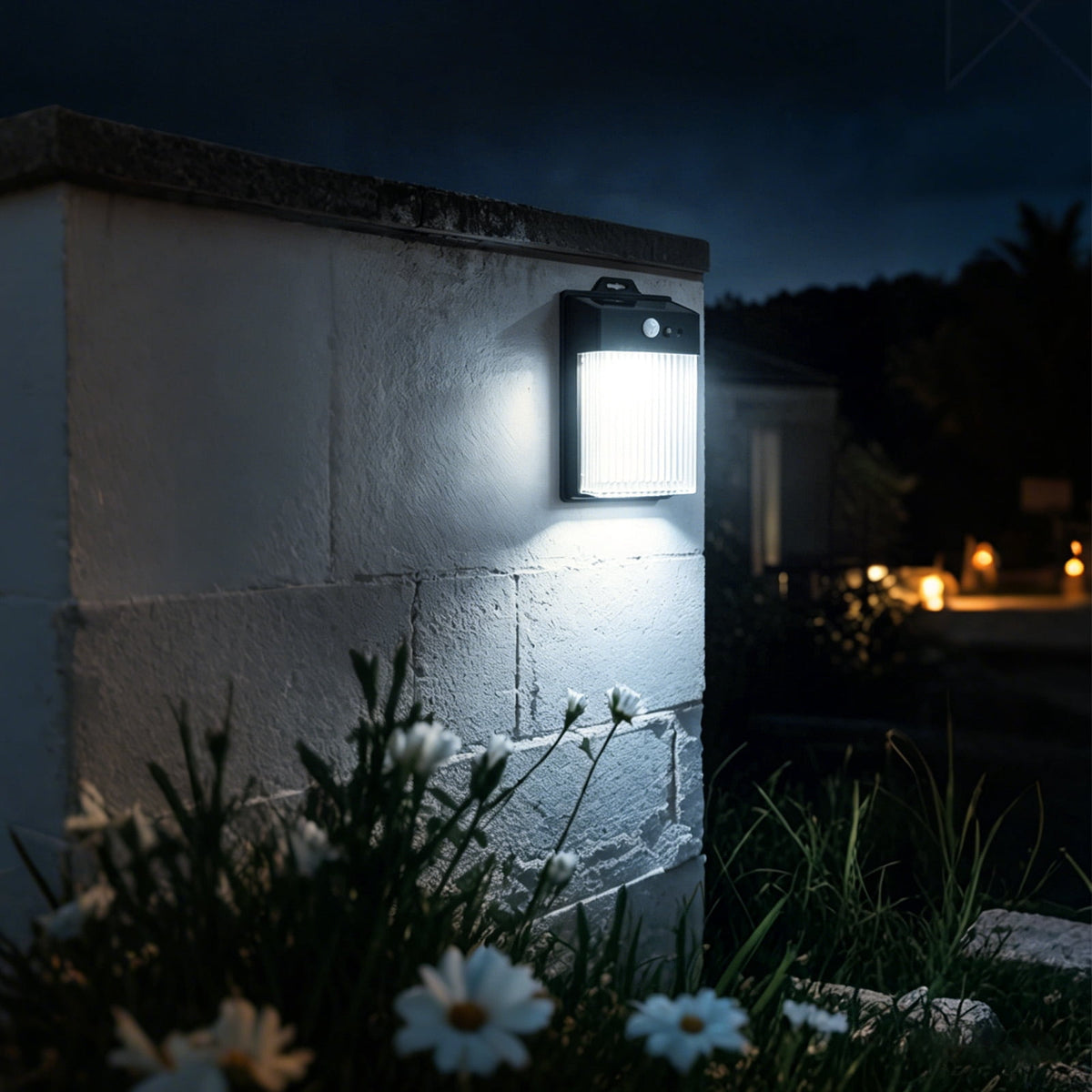 Rirool 8 Pack Solar Fence Lights Outdoor Waterproof, Motion Sensor Solar Wall Lights for Patio Backyard Fence Deck Porch Pathway, Warm White