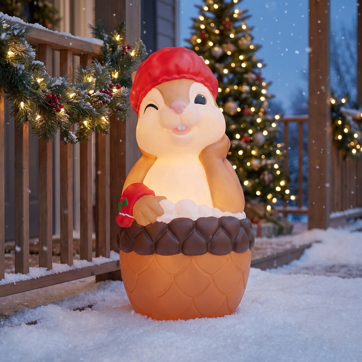 Lighted Blow Mold Squirrel in Bathtub Indoor/Outdoor Christmas Decoration, Multicolor, 25", by Holiday Time