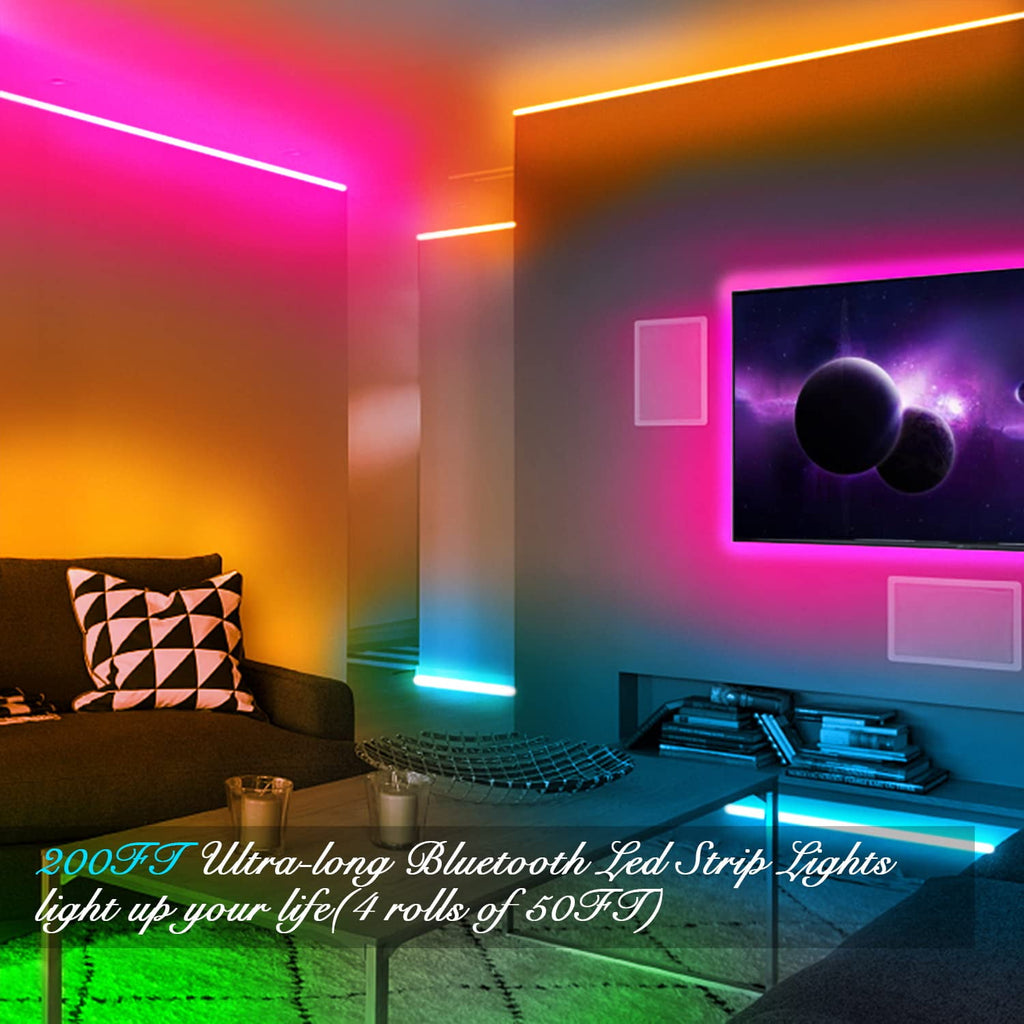 DAYBETTER Led Strip Lights 200ft,App and Remote Control,RGB Music Sync Color Changing LED Lights for Bedroom,Party,Home Decoration