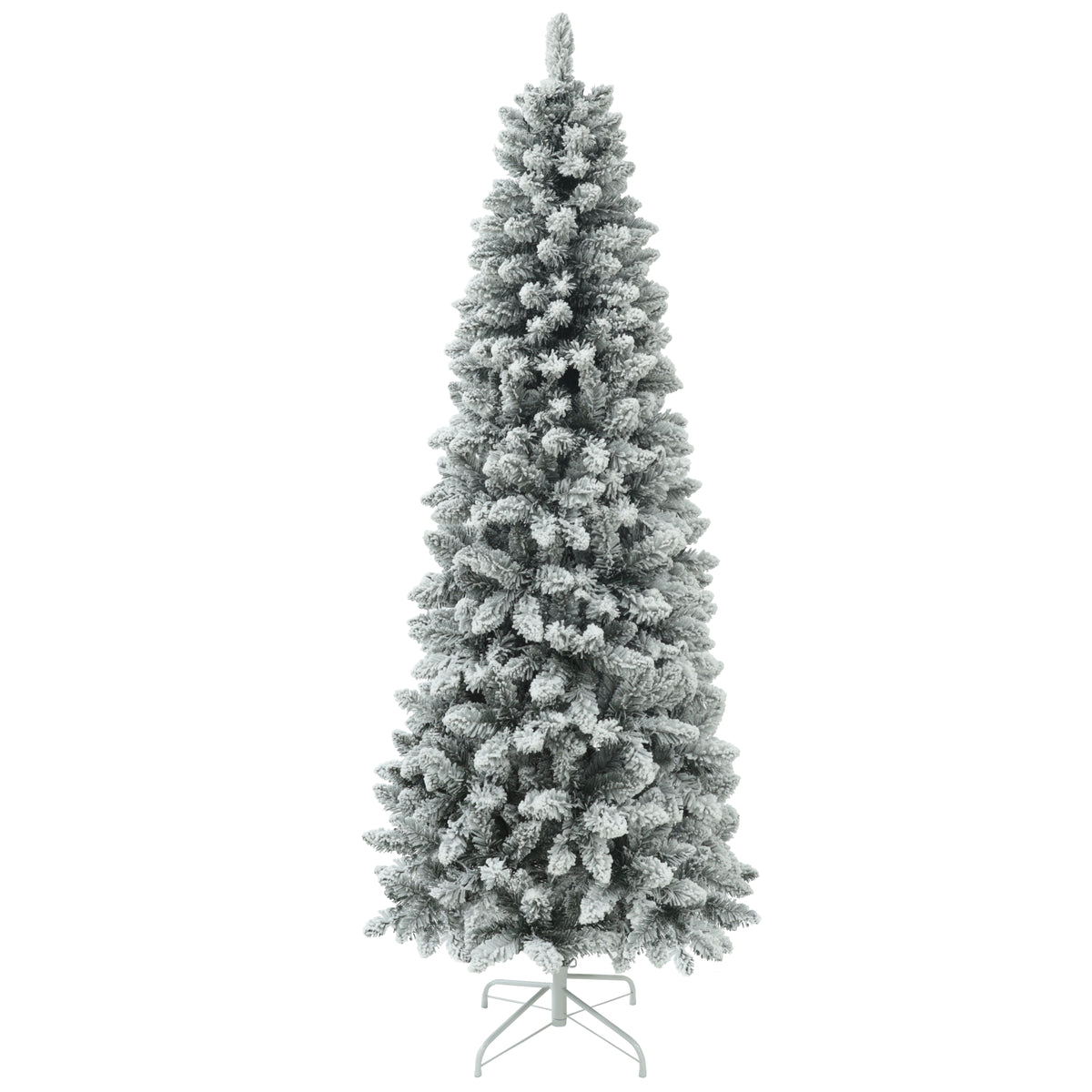 VEIKOUS 6.5ft Pre-lit Pencil Christmas Tree Slim w/250 LED Lights & Metal Stand, Green