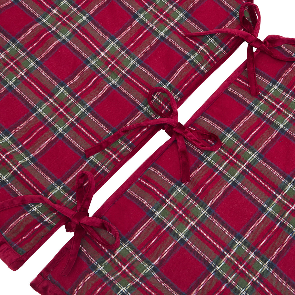 My Texas House Angie Plaid Christmas Tree Skirt, Red, 52"
