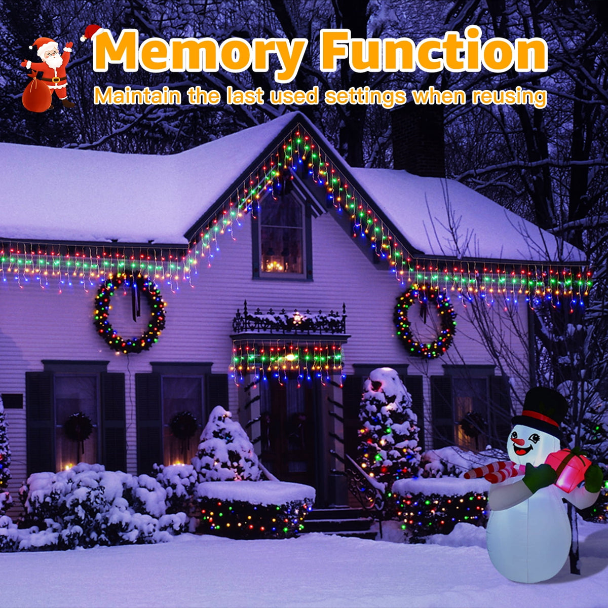 Ollny 24ft 216 LED Icicle Lights for Outside, 8 Lighting Modes 3 Timing Waterproof Icicle Christmas Lights Indoor Outdoor Decorations, White