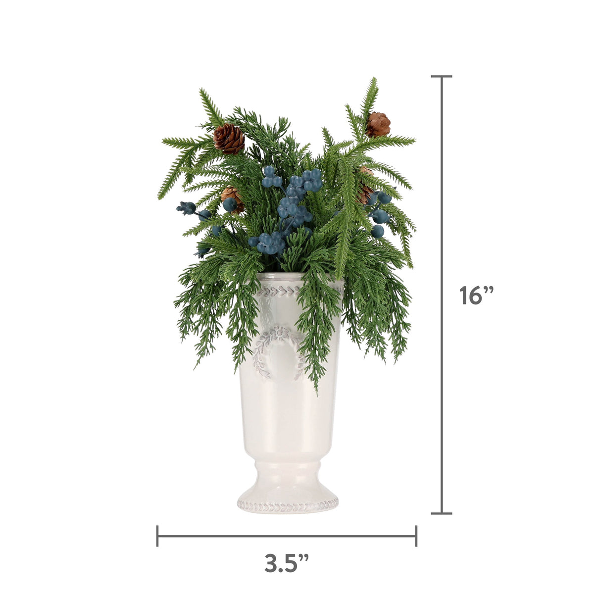My Texas House Evergreen, Pinecone, and Berry Christmas Arrangement in Pot, Multicolor, 16"