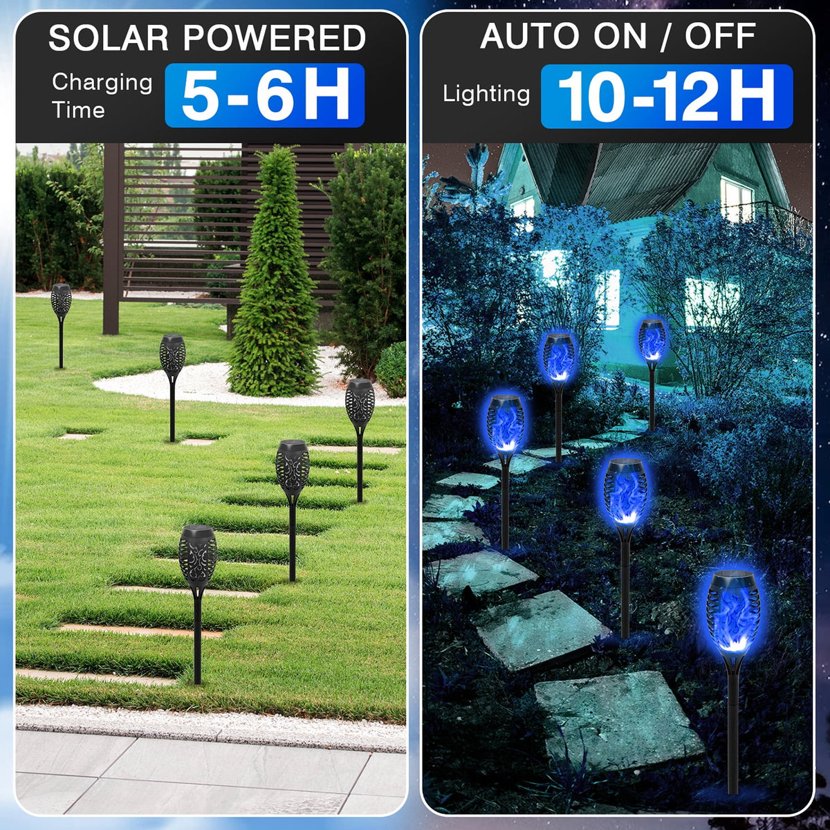 CATGOOD Solar Blue 20 V LED Landscape & Walkway Light (12 Pack)