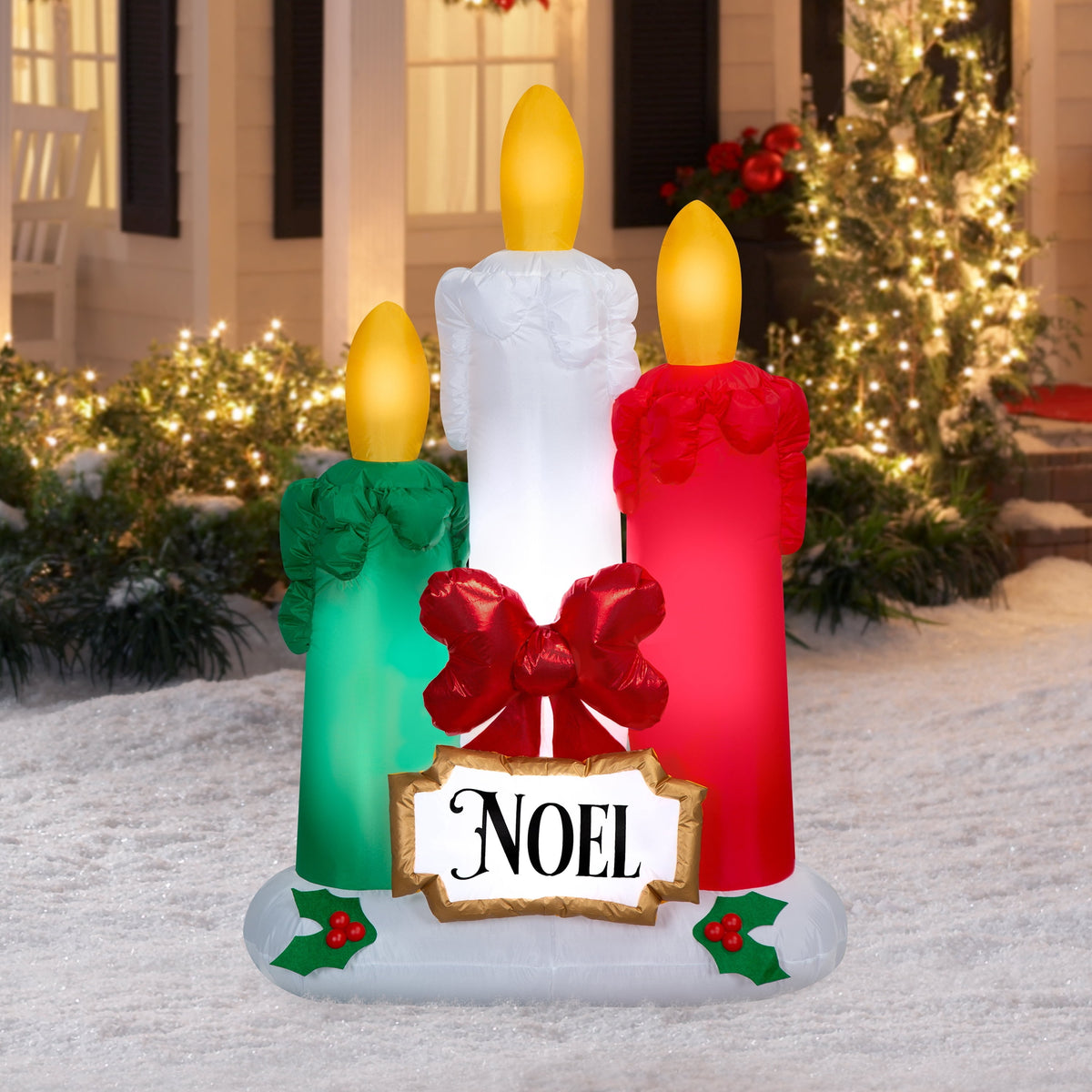 Multicolor Noel Candles Christmas Airblown Yard Inflatable, 5', by Holiday Time