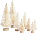 8 Pcs Artificial Mini Christmas Trees, Miniature Pine Trees Sisal Trees with Wood Base Tabletop Christmas Tree for Christmas Xmas Holiday New Year