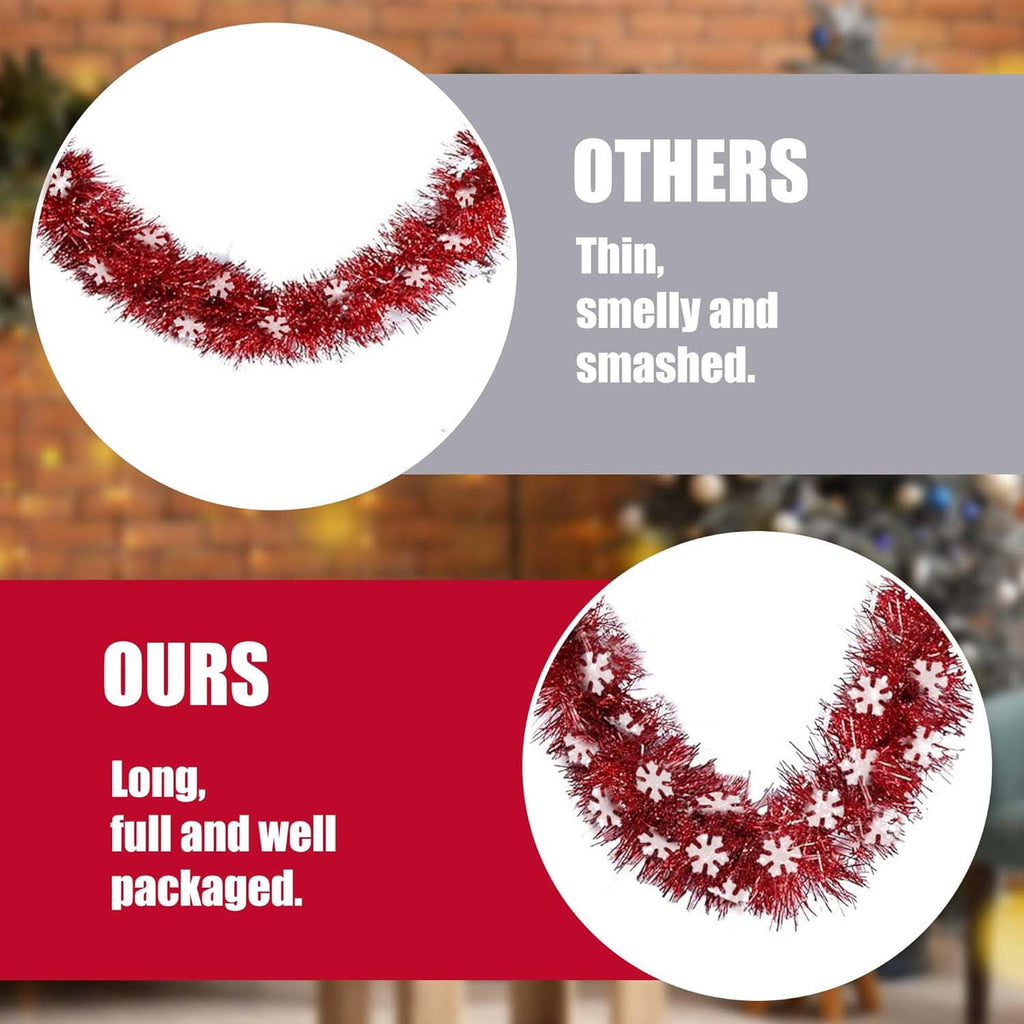 Ayieyill 33ft Tinsel Garland Hanging Christmas Tree Garland for Christmas Tree Decorations Indoor, Iridescent