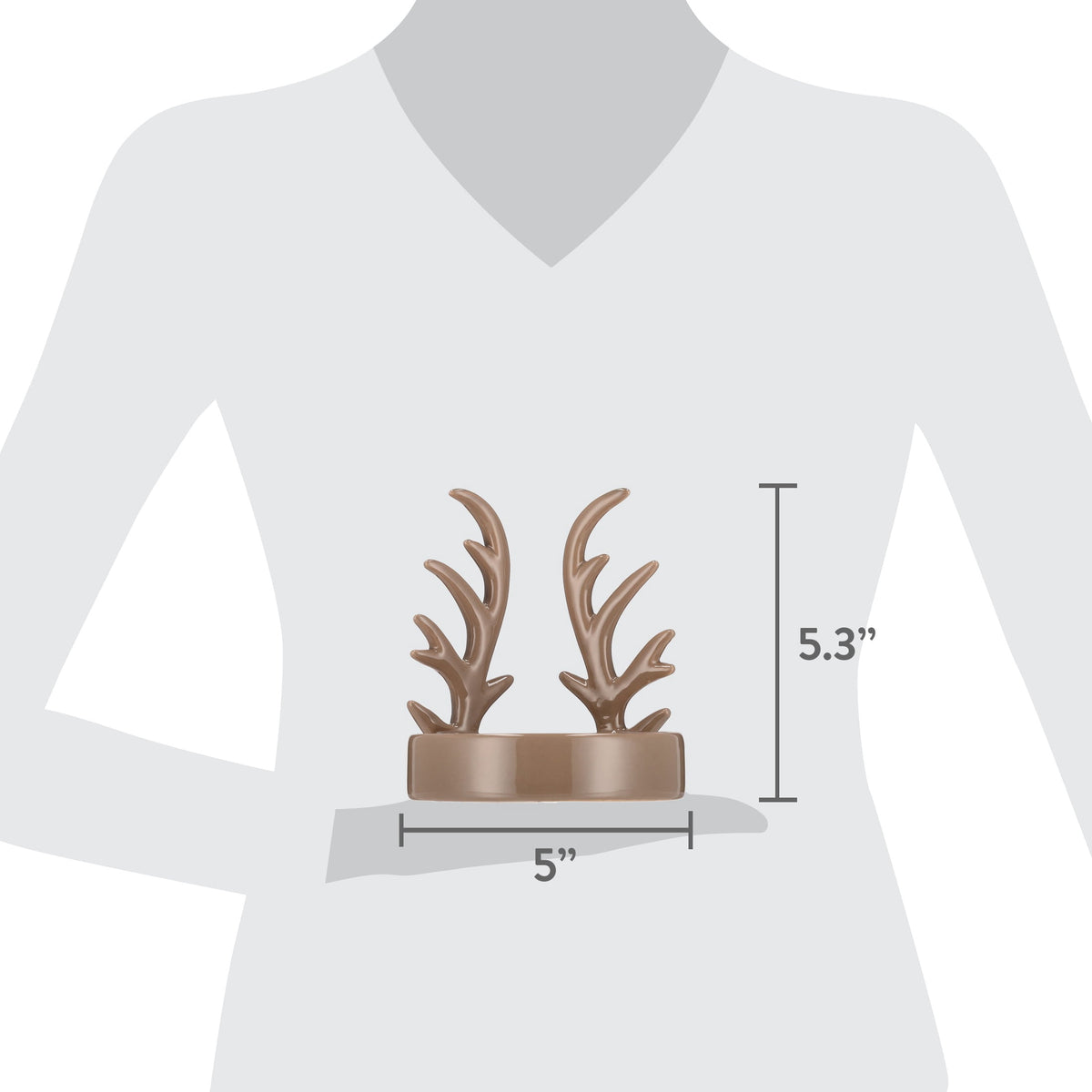 Large Brown Stoneware Antler Christmas Candle Holder, 5.3", by Holiday Time