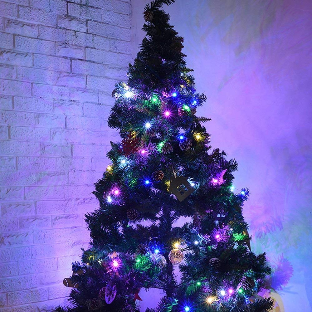 LOENDE Christmas Lights, 34ft 100 LED Outdoor String Light, 3AA Battery Operated String Light for Home Garden Xmas Tree Decor, 2 Pack
