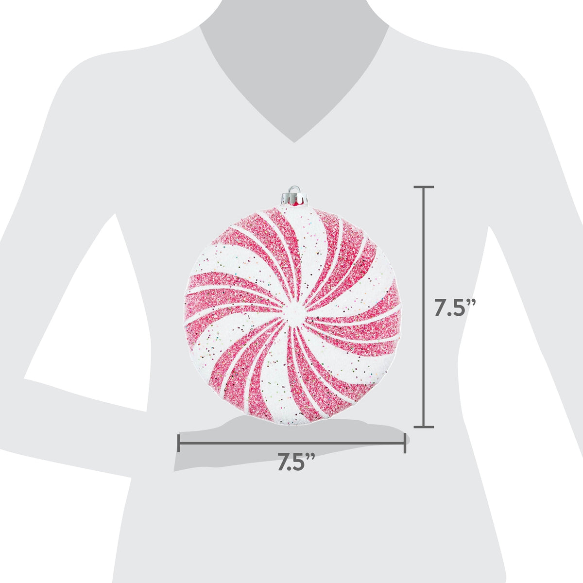 2-Count Red and White Jumbo Tinsel Candy Cane Shatterproof Christmas Ornaments, 14", by Holiday Time