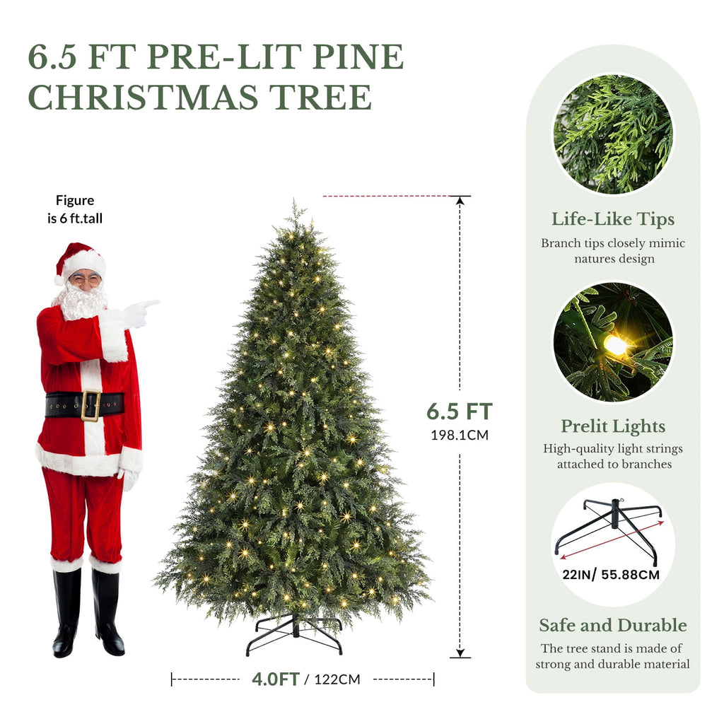 Lolsea 7ft Prelit PE Aspen Cypress Artificial Christmas Tree with Remote Control, Timer and Warm White & Multi-Color Lights