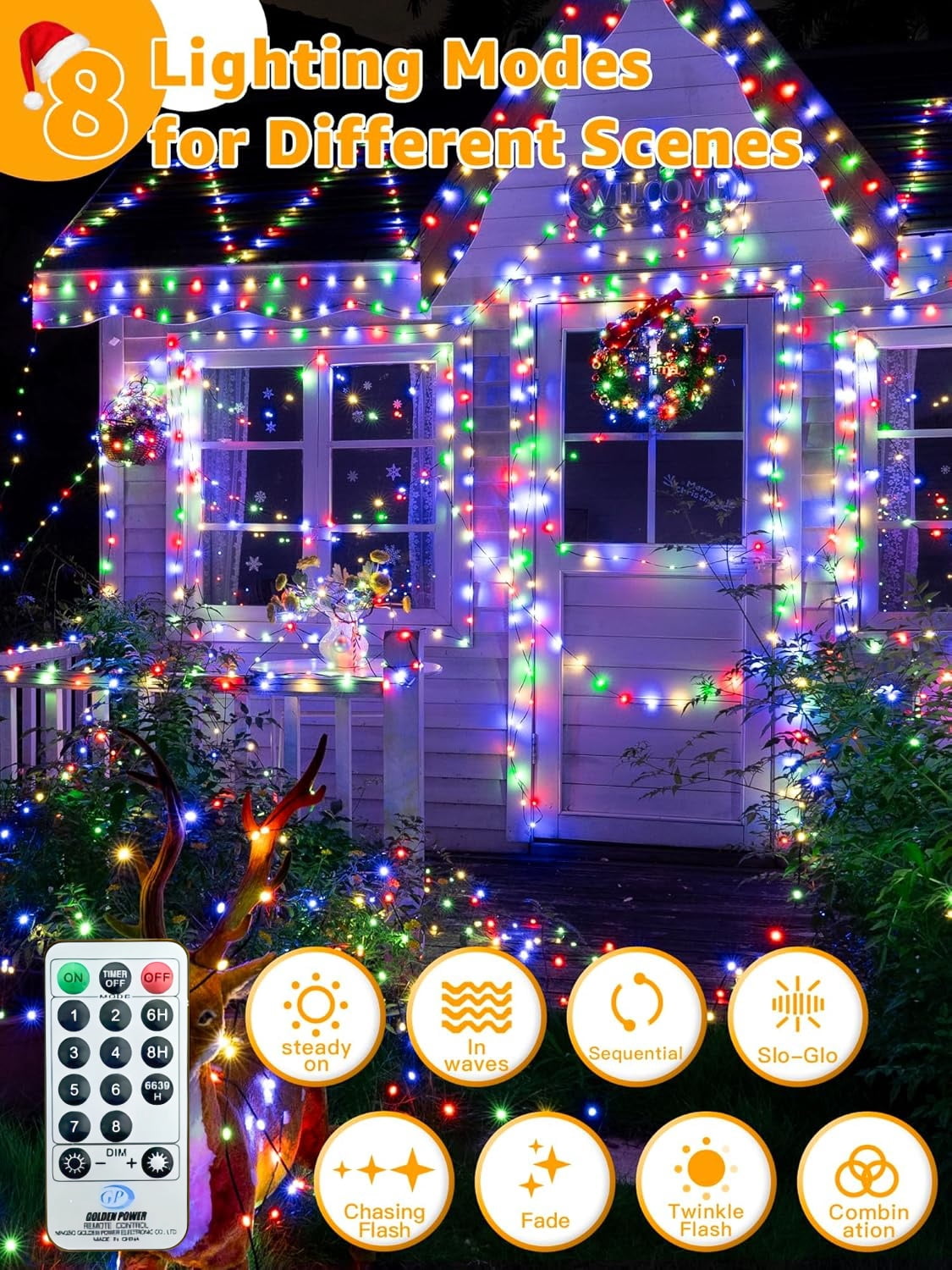 PMMIPNW Christmas Lights 340 FT 1000LED, Outdoor Christmas String Lights with 8 Modes Remote Timer, IP67 Waterproof for House Yard Outside Indoor Xmas Decorations