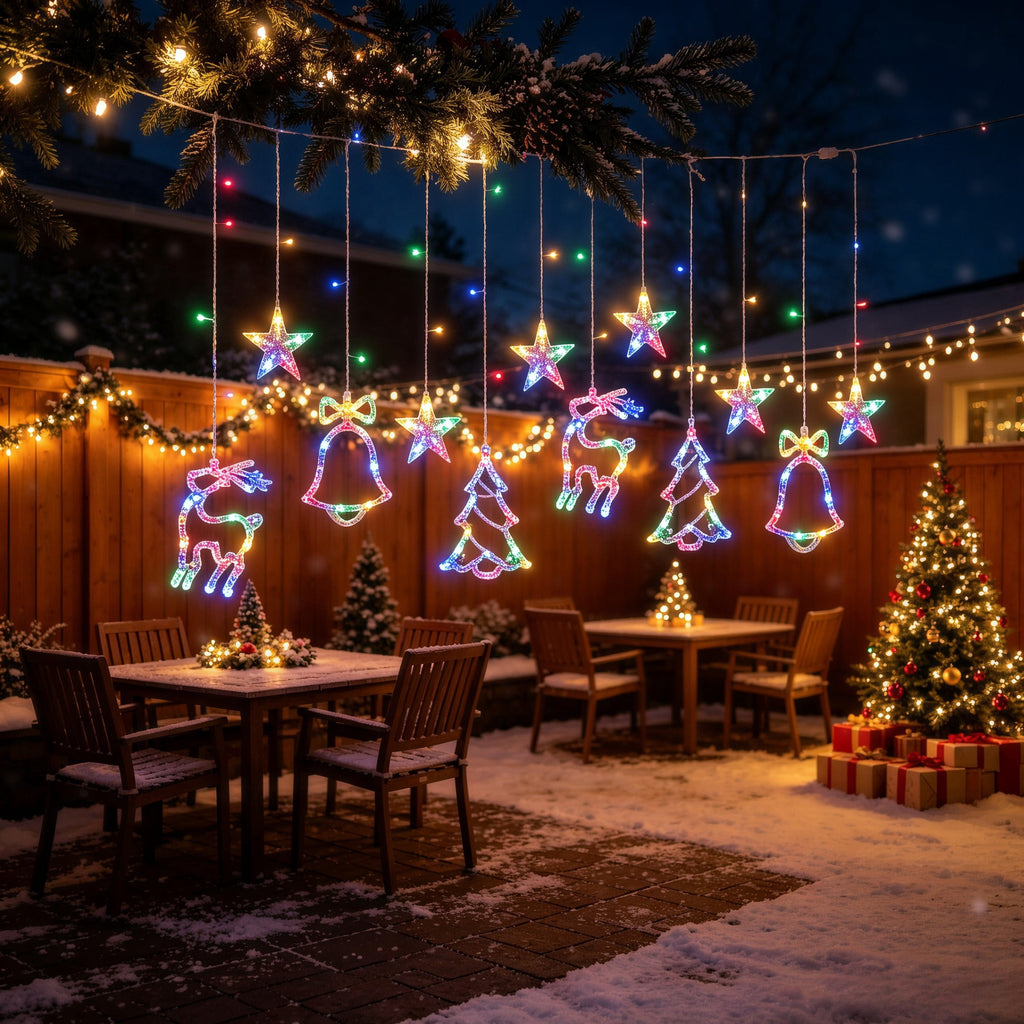 Scidweet Christmas Lights Decorations, 11.5 FT Hanging Twinkle Fairy Christmas Curtain Lights for Home Indoor Outdoor Window Xmas Decor, Warm White