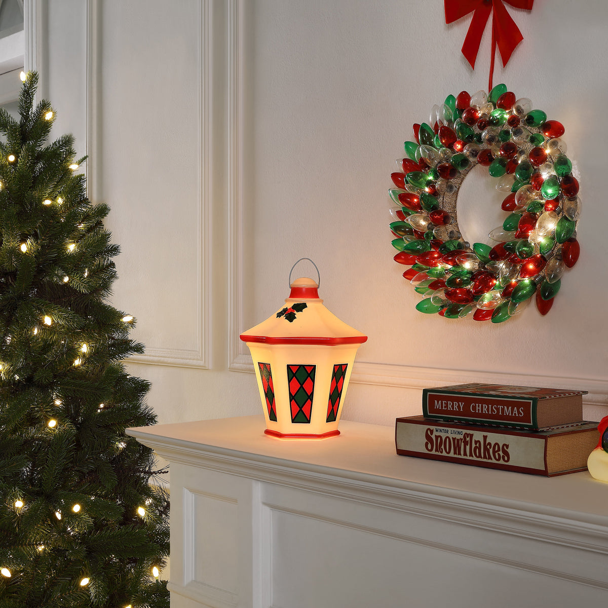 Mr. Christmas 11-inch Blow Mold Lantern, White
