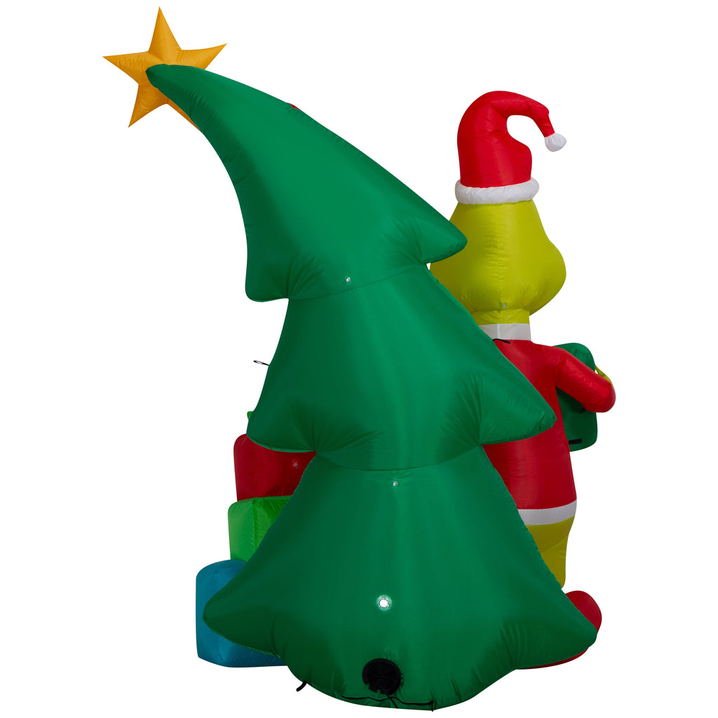 The Grinch with Christmas Tree and Gift Boxes LED Light-Up Outdoor Yard Inflatable, 6 ft