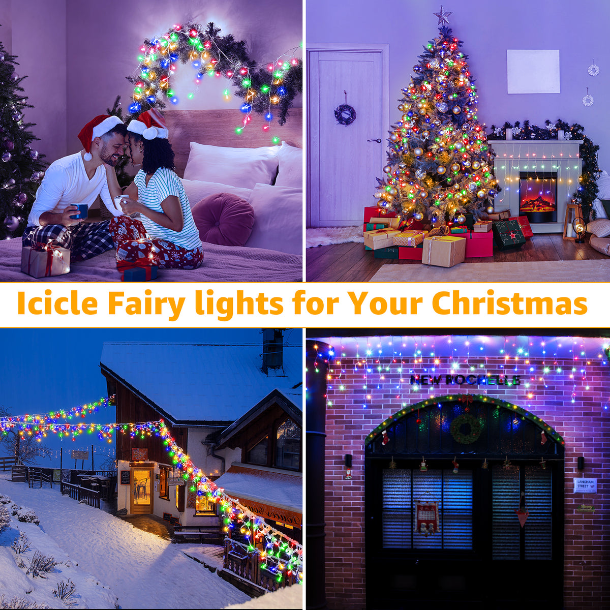 Ollny 24ft 216 LED Icicle Lights for Outside, 8 Lighting Modes 3 Timing Waterproof Icicle Christmas Lights Indoor Outdoor Decorations, White