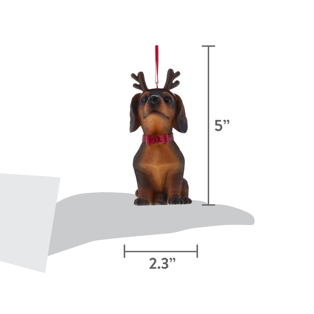 Brown Dachshund with Antlers Christmas Ornament, 5", by Holiday Time