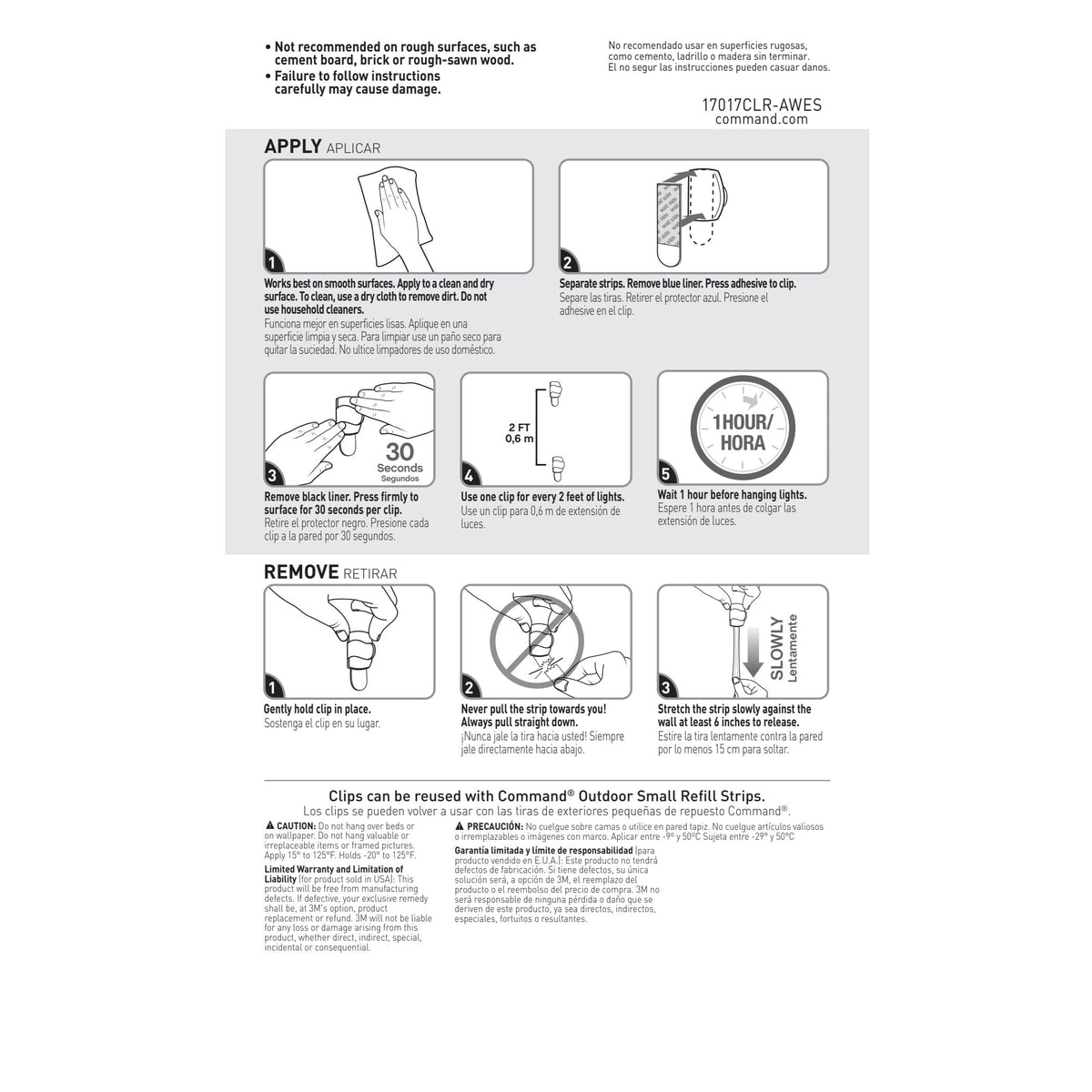 Command Outdoor Light Clips, Clear, Damage Free Decorating, 30 Clips and 32 Command Strips