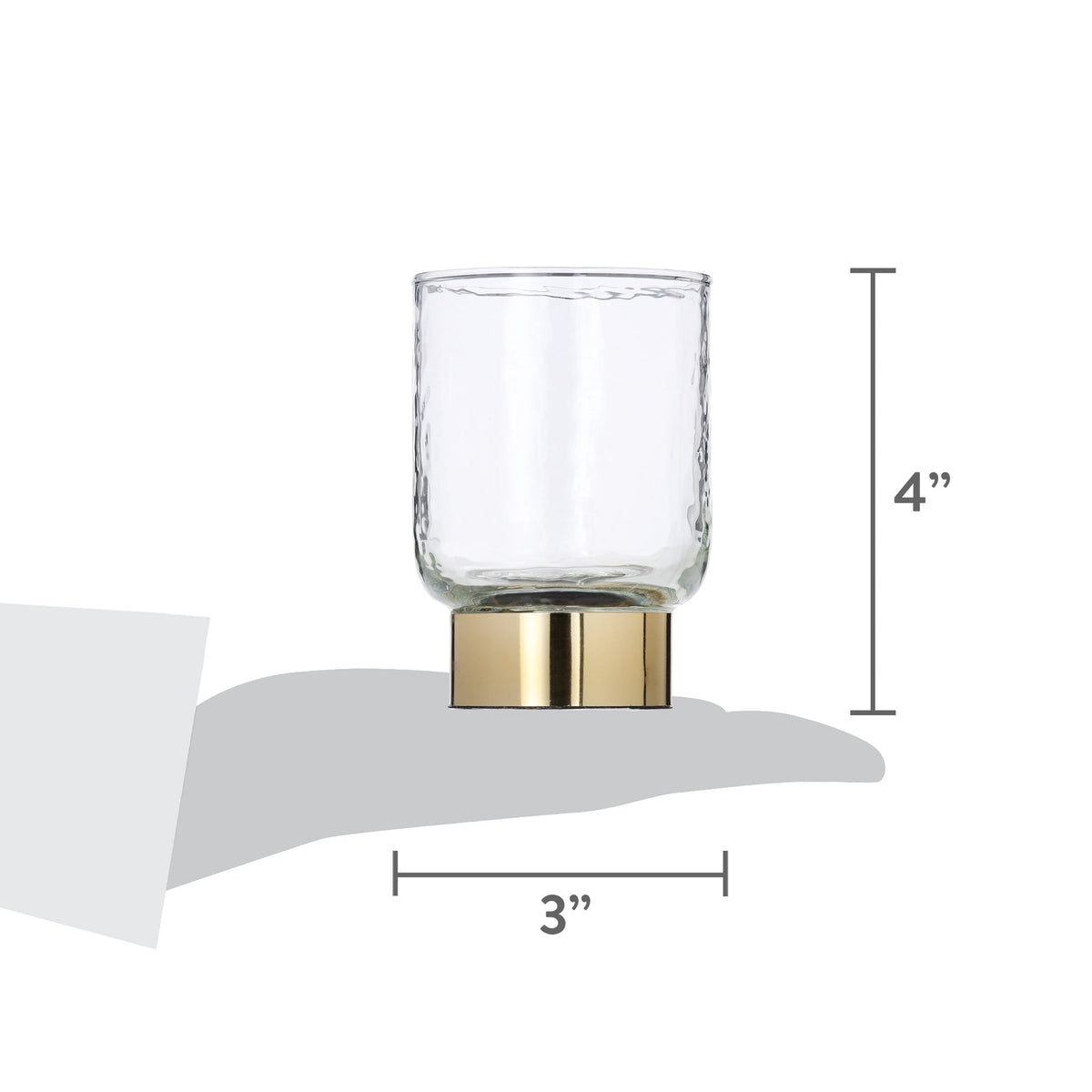 My Texas House Clear and Gold Glass Christmas Votive Candle Holder, 4"