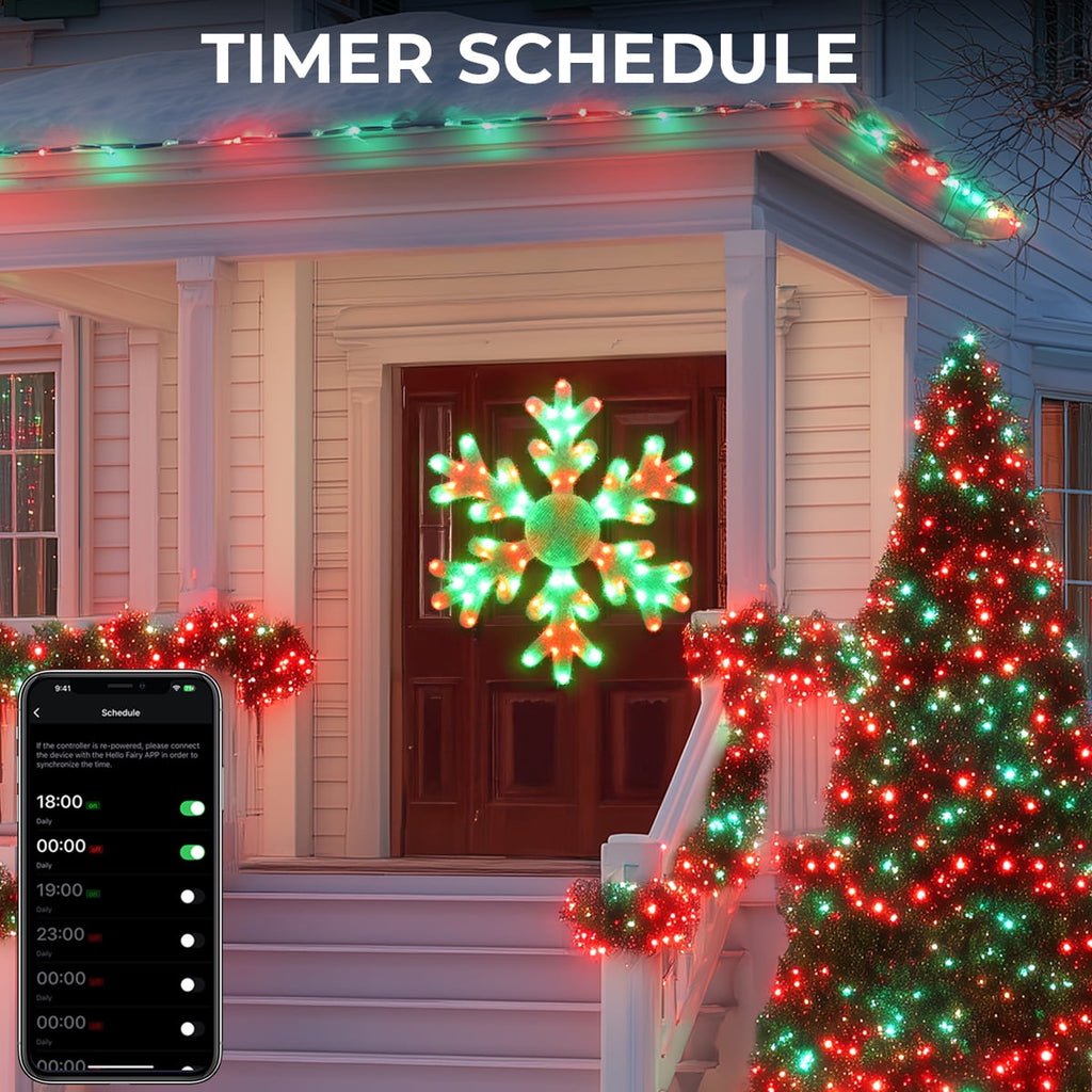 32" Christmas Giant Snowflake Smart Lights DIY Color Changing Music Sync Remote & App Control 78 LEDs Large Prelit Window Hanging Lights for Holiday Indoor Wall Door Window Porch Decor