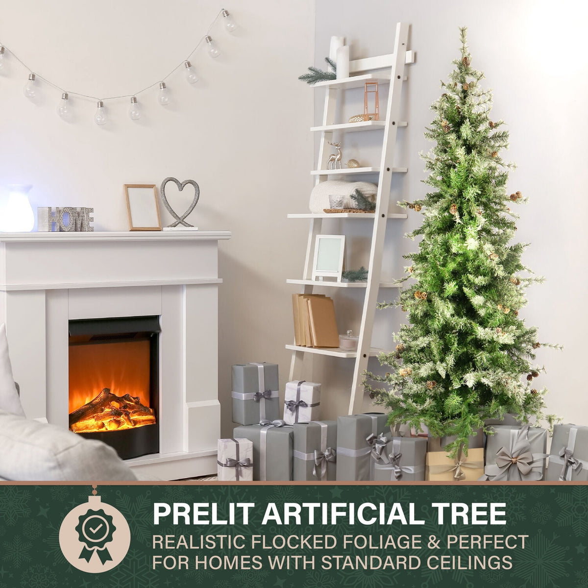 Fraser Hill Farm 9-Ft. Buffalo Fir Slim Artificial Christmas Tree, FFBF090-0SN