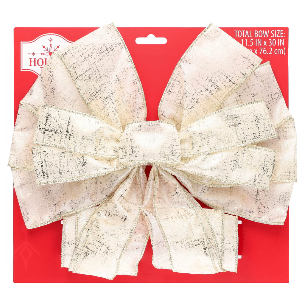 White and Gold Decorative Christmas Bow, 30", by Holiday Time