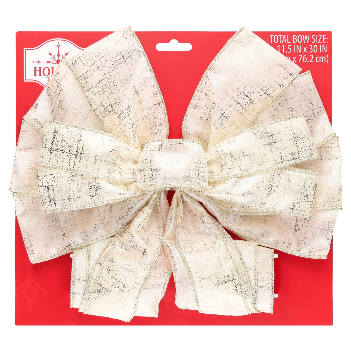 White and Gold Decorative Christmas Bow, 30", by Holiday Time