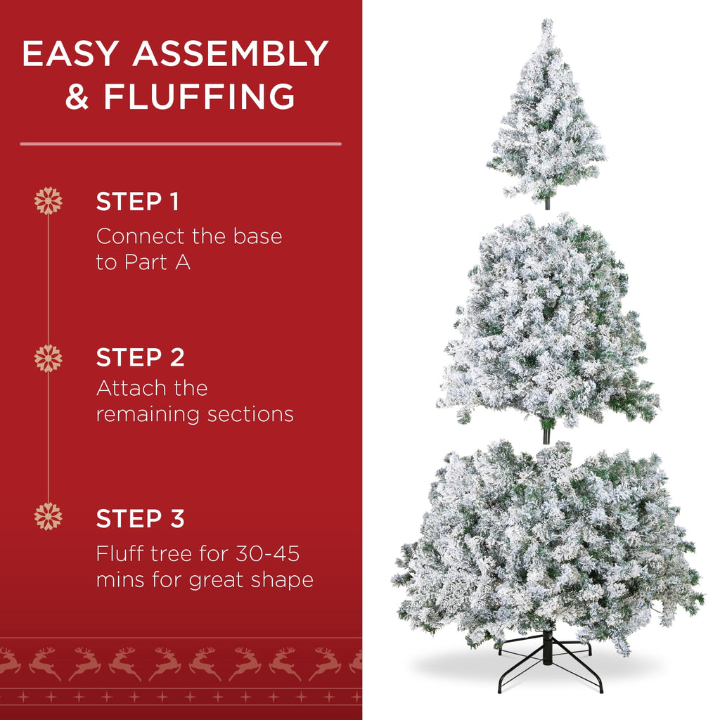 Fenbeli 6ft Artificial Christmas Tree with Metal Base, Indoor Outdoor Green