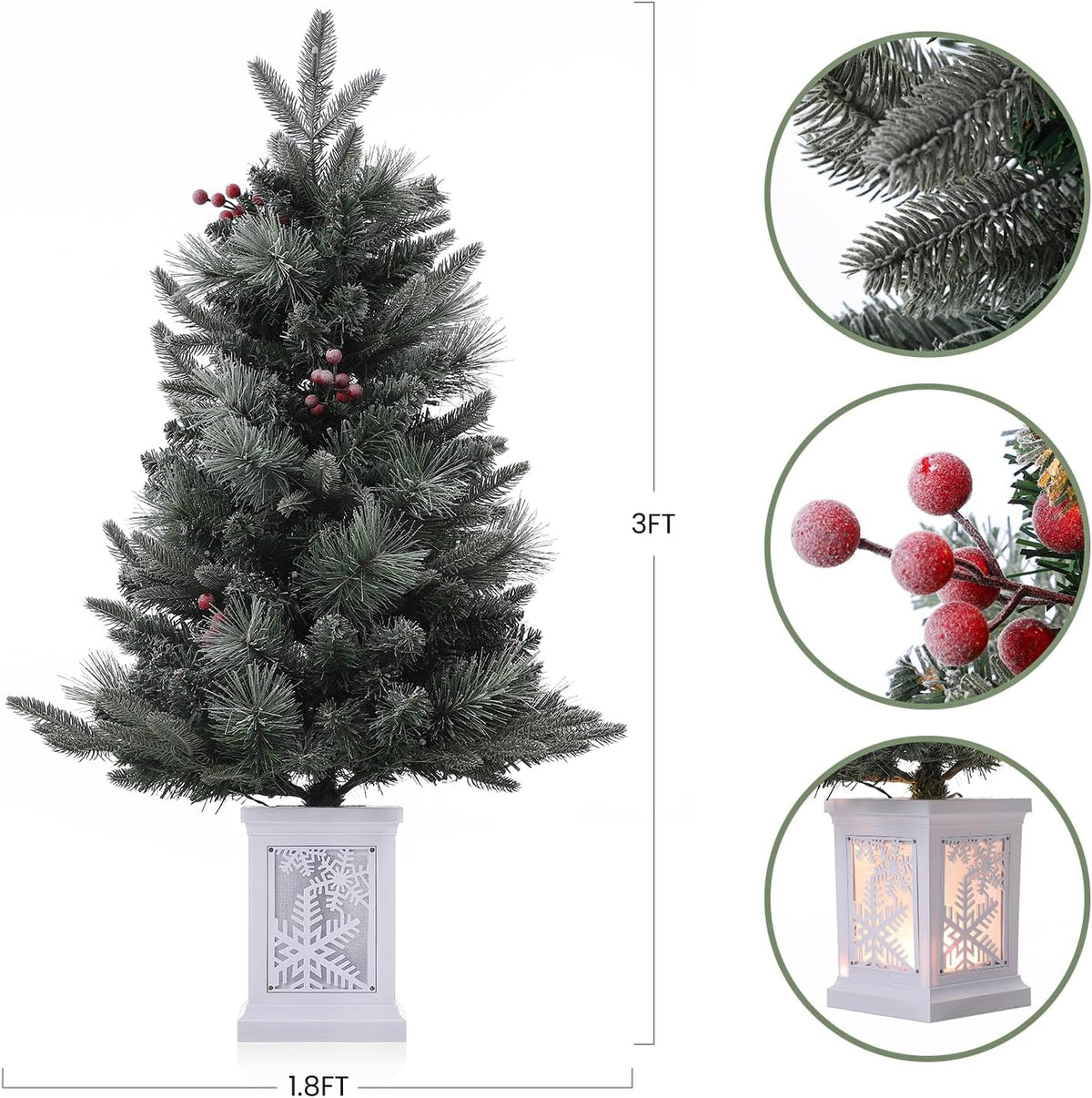 M optimized 3 Ft Prelit Christmas Tree with 8 Modes 78 Warm Lights, Artificial Christmas Trees Snow Flocked Small Christmas Tree, Xmas Tree Battery Operated Timer Function