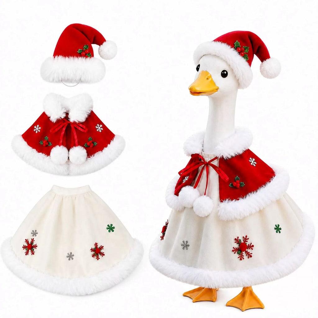 Aurorax Christmas Goose Clothes for Cement Goose Porch Goose 23"/17",Porch Goose Outfit 19 inch,Red Holiday Porch Goose Clothing Accessories for Garden Lawn Yard