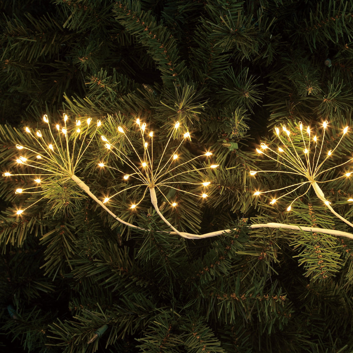 Indoor/Outdoor 320-Count LED Starburst Christmas Garland Lights, Warm White, White Wire, 6', by Holiday Time