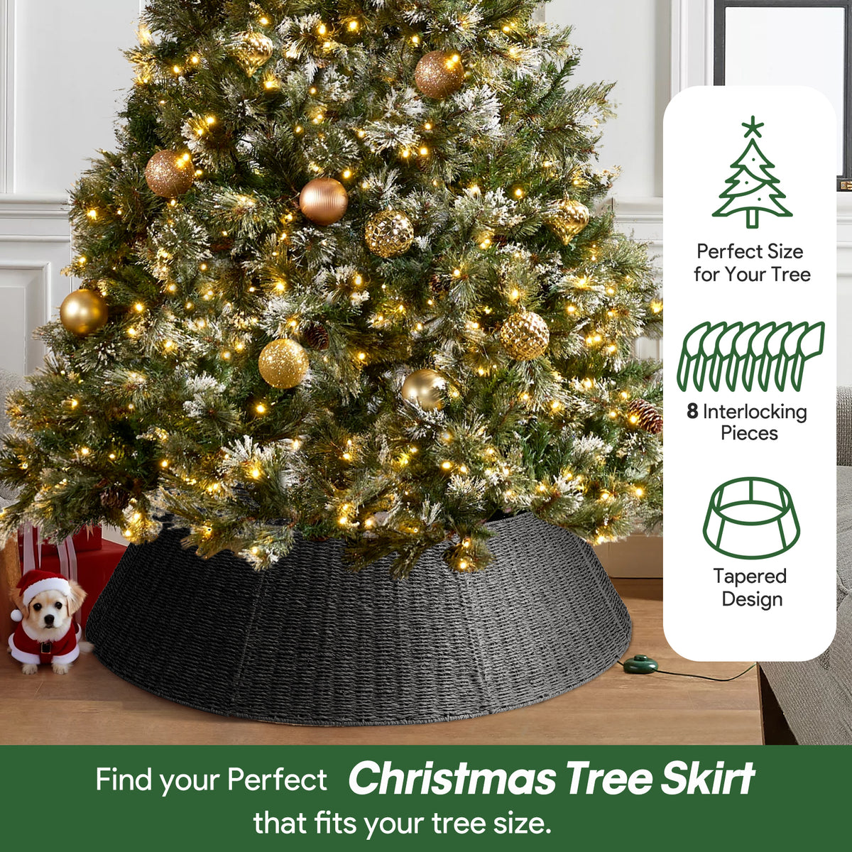 Ayieyill 26 inch Christmas Tree Collar, Christmas Tree Skirt for Christmas Tree Decorations | Rattan (Pink)