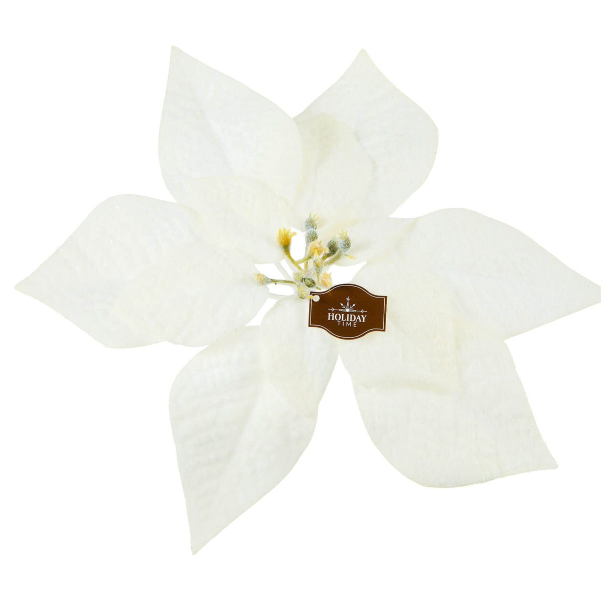 White Velvet-Feel Poinsettia Christmas Clip Ornament, 11", by Holiday Time