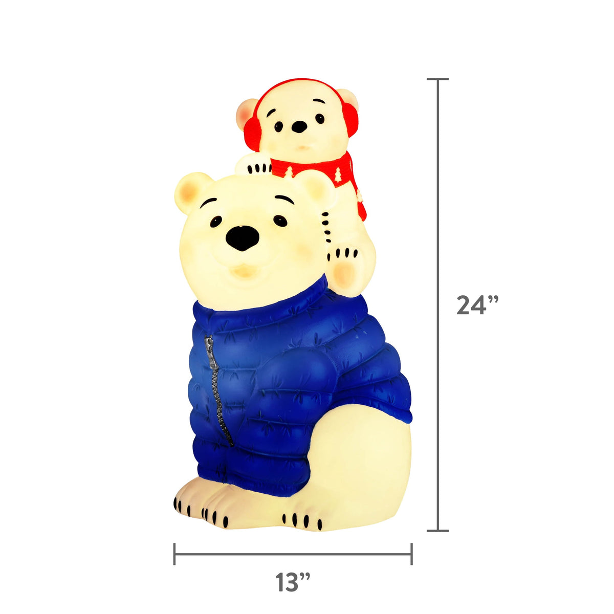 Lighted Blow Mold Polar Bear with Cub Indoor/Outdoor Christmas Decoration, Multicolor, 24", by Holiday Time