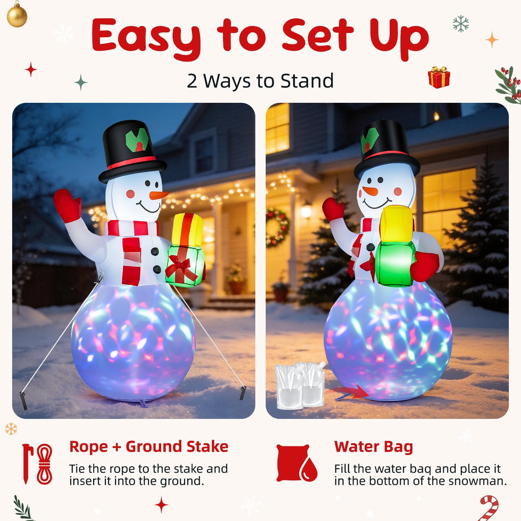 5ft Christmas Inflatables Snowman Outdoor Yard Decor with Rotating LED Lights Christmas Blow Up Decoration Garden