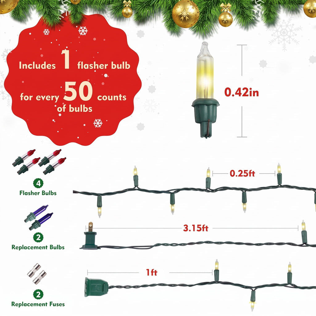 VOLIVO Christmas Lights, 33FT 100 Count Incandescent Waterproof Mini String Lights, Connectable Christmas Decorations for Indoor Outdoor Home Party Garden Yard (Muliticolor)