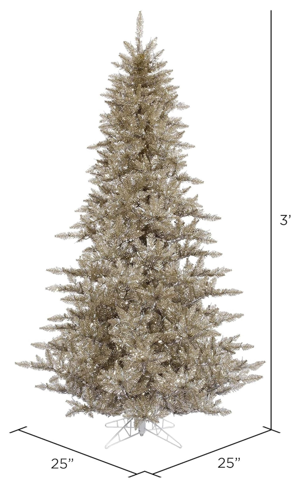 3' Champagne Fir Artificial Christmas Tree, Unlit - Faux Champagne Christmas Tree - Seasonal Indoor Home Decor