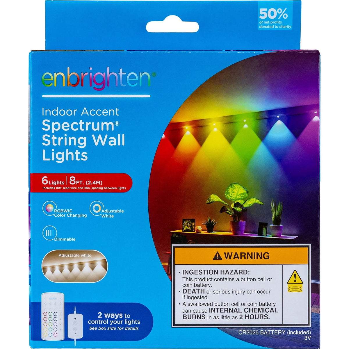 Enbrighten Spectrum Indoor 8ft LED Wall Lights RGBWIC Color Changing String Downlights