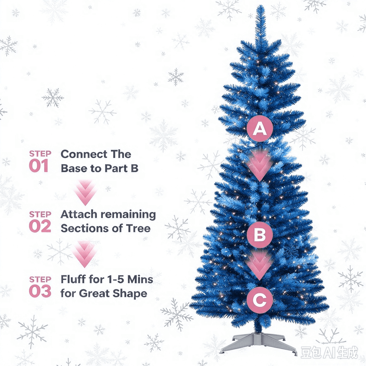 Cowin 4ft Artificial Christmas Tree,Pre-lit Tinsel Pine Spruce Tree, Small Xmas Tree for Home, Office and Party,White