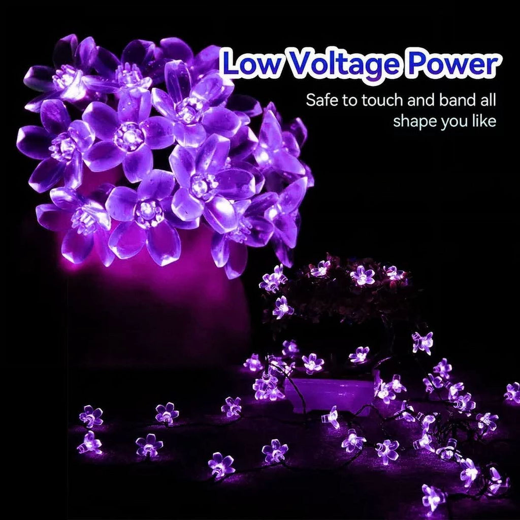 Solar Flower String Lights, Cherry Blossoms Solar Fairy Light,23ft 50 LED Outdoor Waterproof String Lights for Christmas Tree, Home, Garden, Wedding, Patio, Party Decorations(pink)