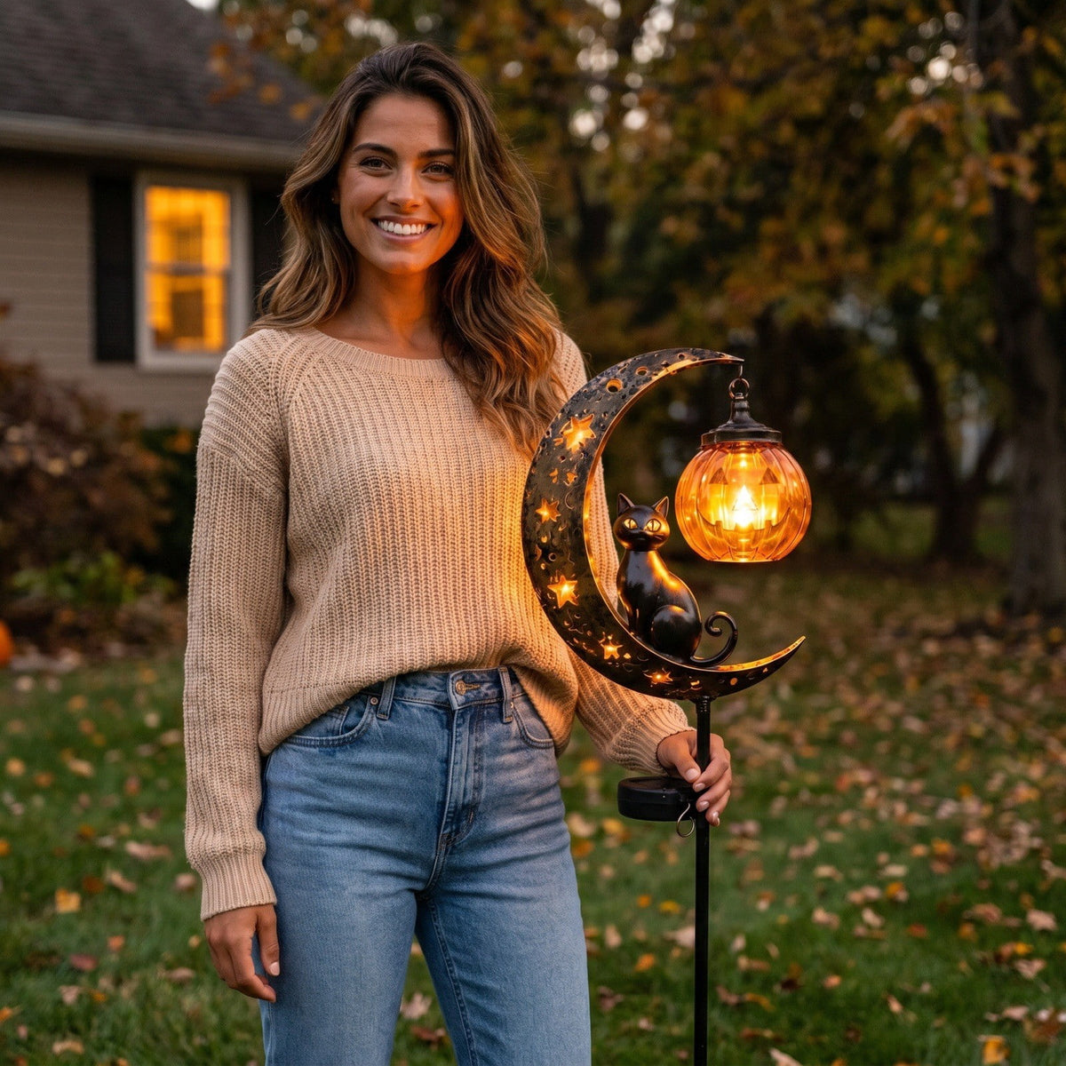 Stijggn Halloween Pumpkin Stake Solar Garden Lights, Waterproof Multi Branch Little Pumpkin Lantern Garden Stake Lights Outdoor Walkway Yard Garden Decoration