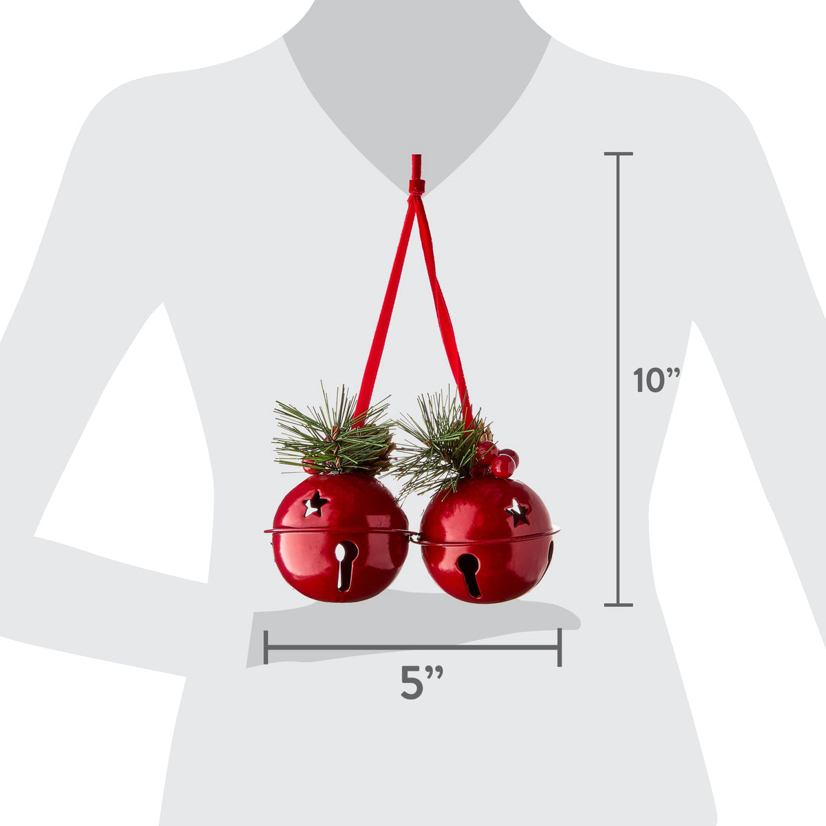 Red Metal Jingle Bells Christmas Ornament, 10", by Holiday Time
