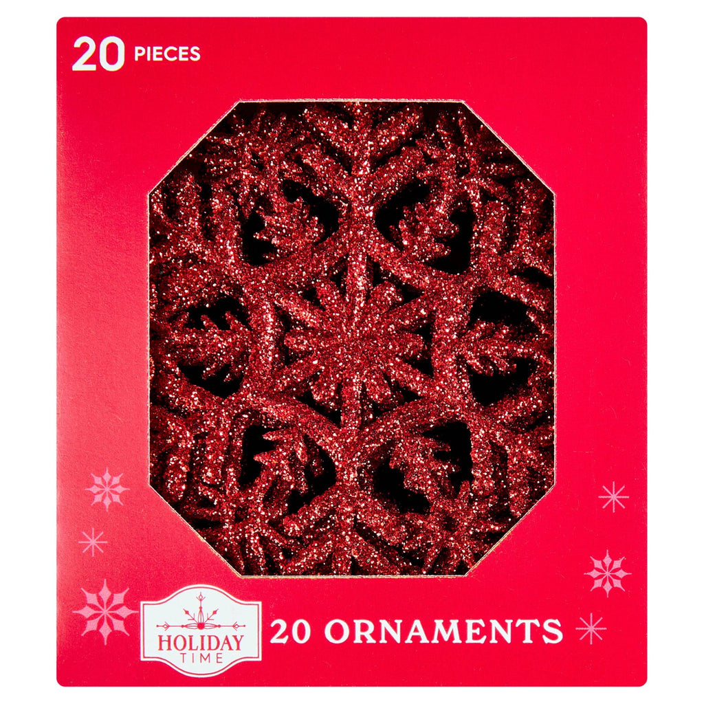 20-Count Pink Glitter Snowflake Christmas Ornaments, 3.9", by Holiday Time