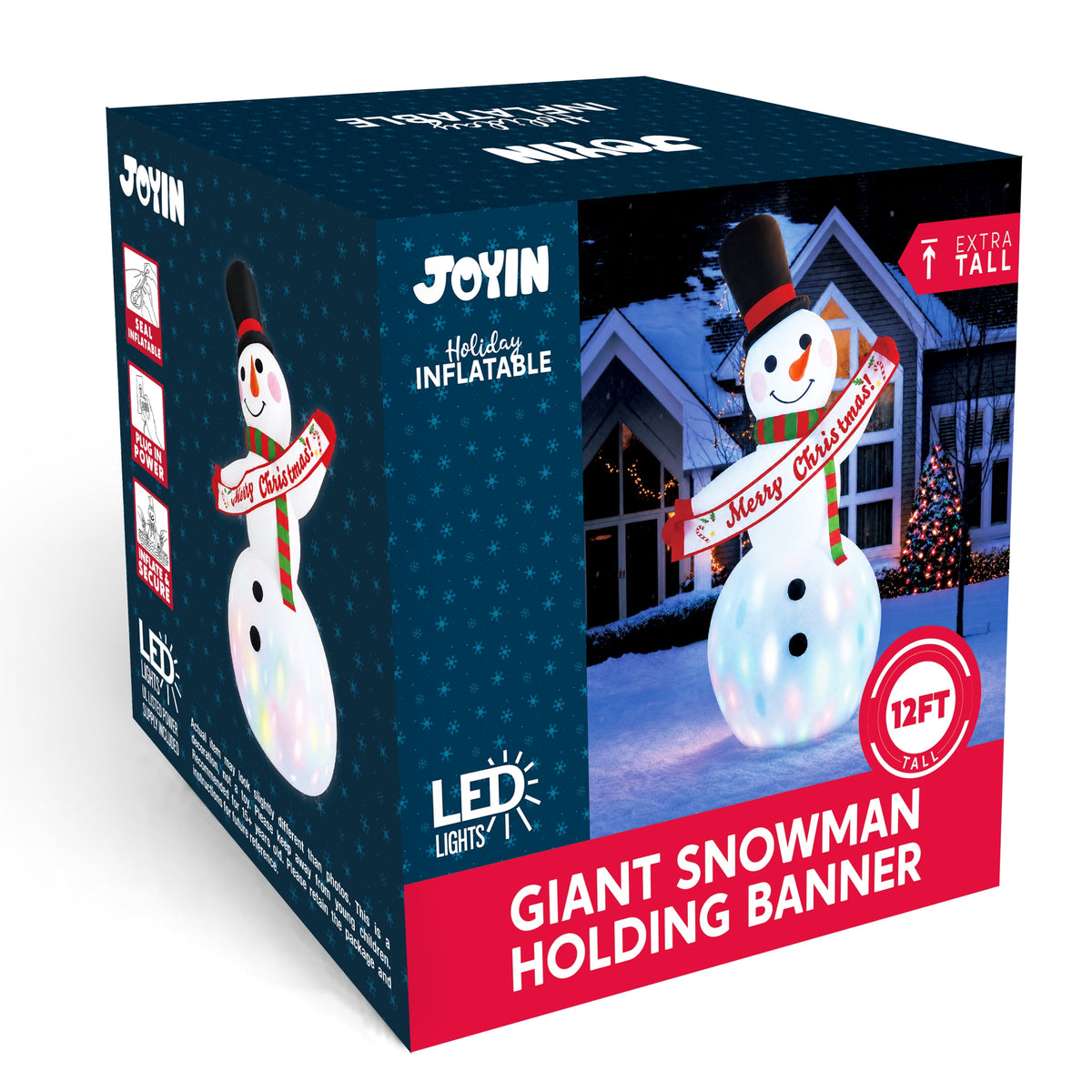 Joyfy 6 FT Christmas Inflatables Snowman Outdoor Decorations,Snowman Christmas Blow Ups Yard Christmas with Built-in LEDs for Holiday Party Garden Lawn Decor