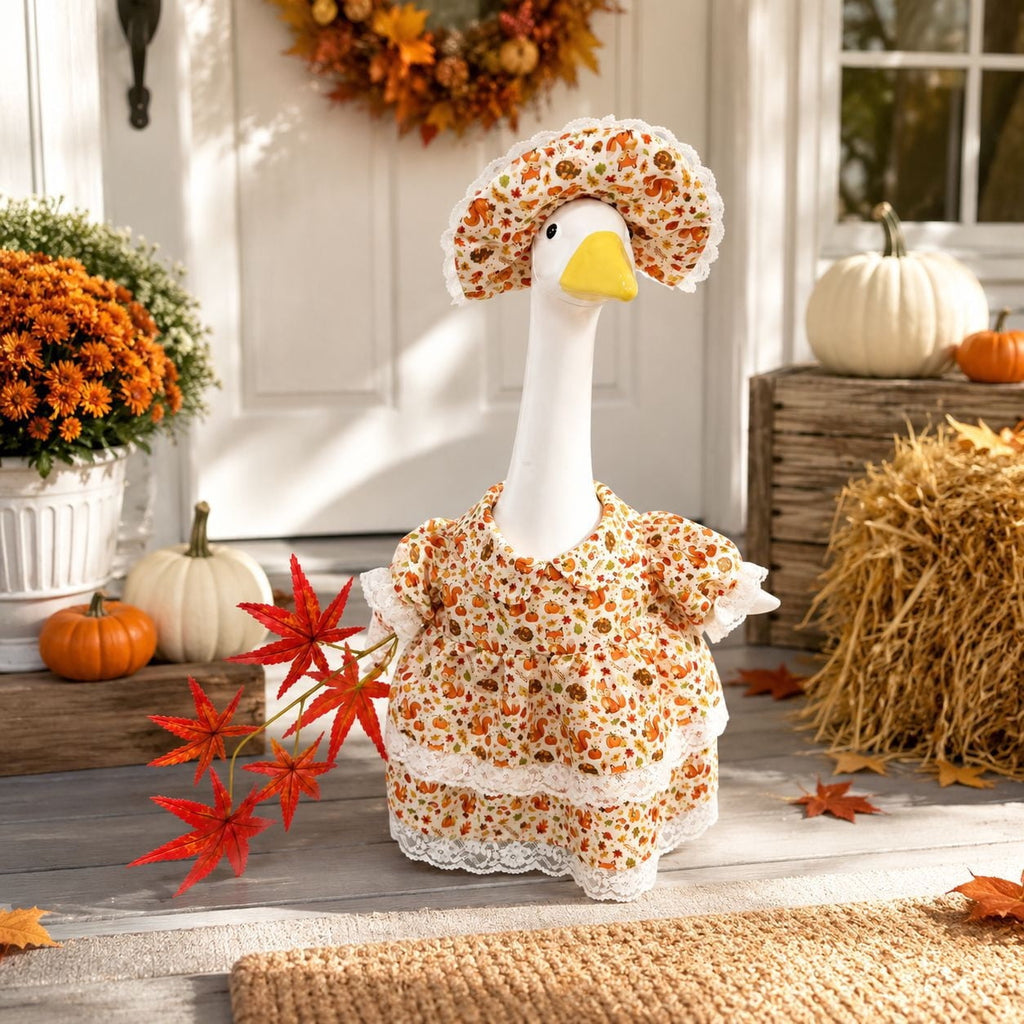 Lzobxe Porch Goose Clothes, Casual Style Lawn Yard Garden Decor for 23" High Cement or Plastic Geese, Goose Costume for All Season and Occasiona