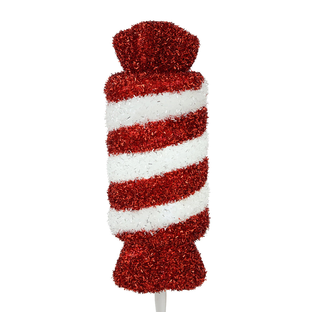 Outdoor LED Tinsel Candy Christmas Pathway Lights, Red and White, Set of 3, by Holiday Time