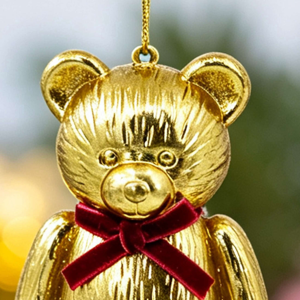 Gold Bear with Bow Christmas Ornament, 5.3", by Holiday Time