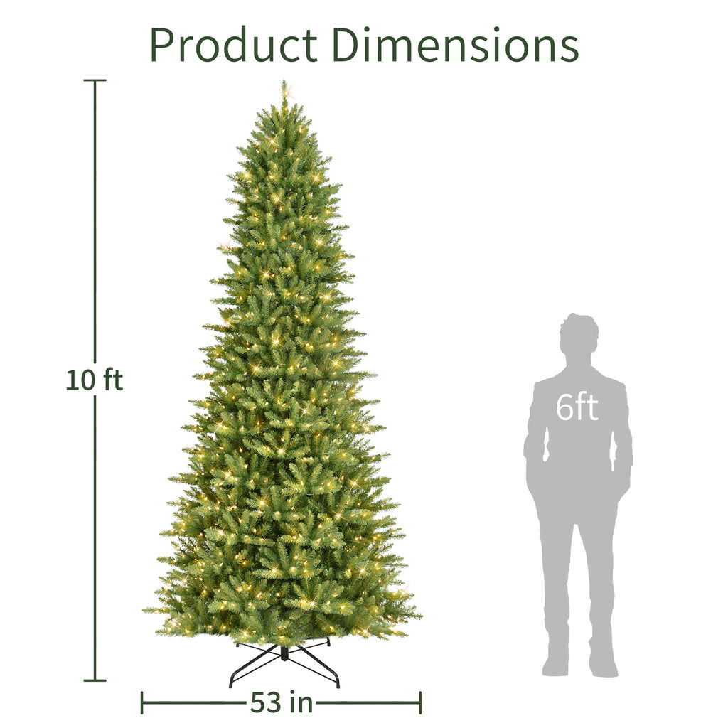 Puleo International Pre-Lit 12 ft Slim Fraser Fir Artificial Christmas Tree with 1,200 Clear Lights
