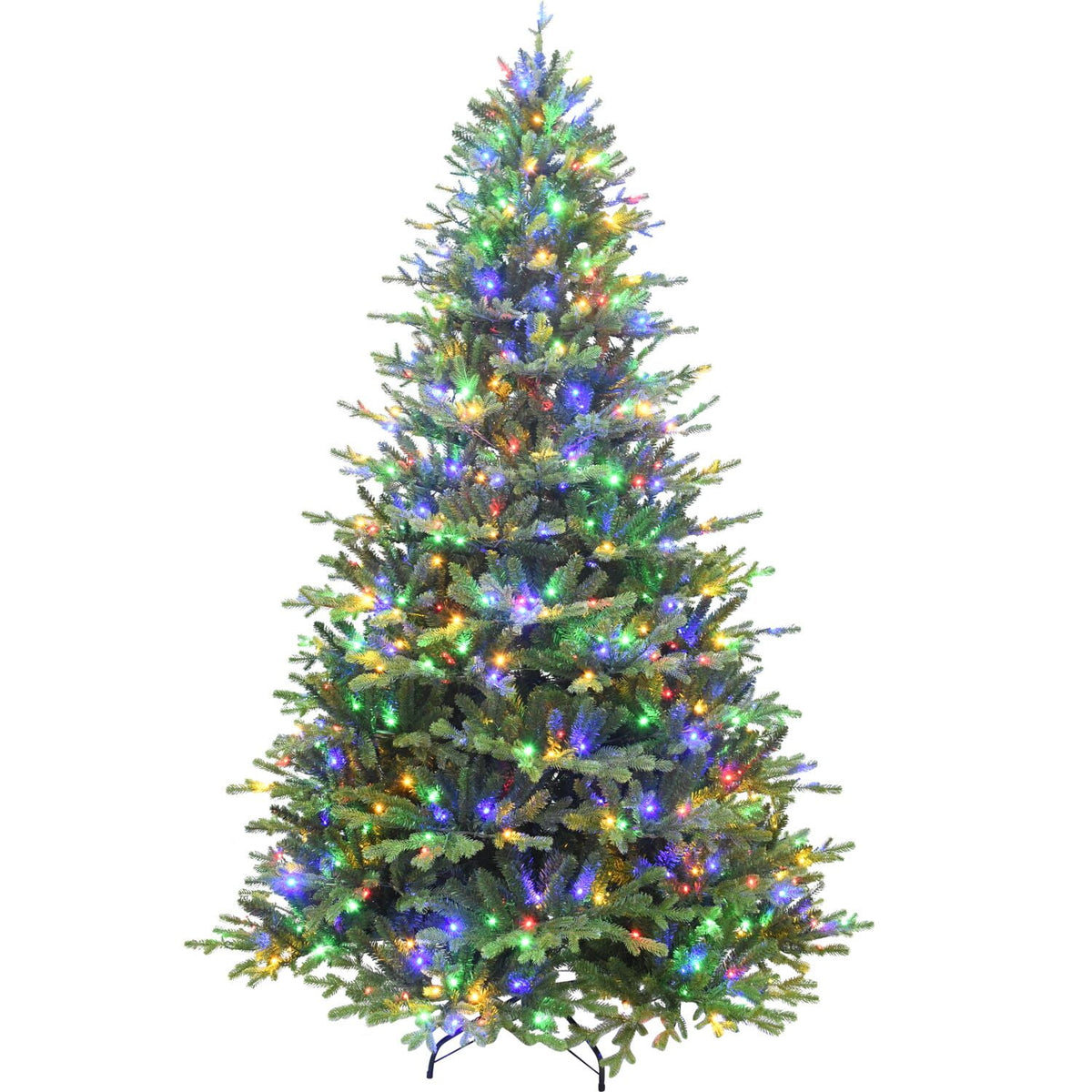 Fraser Hill Farm 7.5-Ft. Oregon Pine Christmas Tree with Dual Multicolor & Warm White LED Lights, FFOP075-6GR